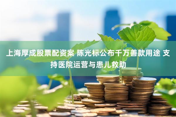 上海厚成股票配资案 陈光标公布千万善款用途 支持医院运营与患儿救助